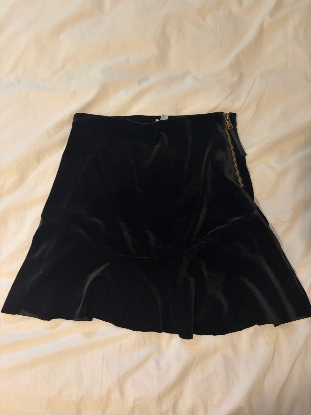 Urban Outfitters Black Velvet Mini Skirt with Side Zip